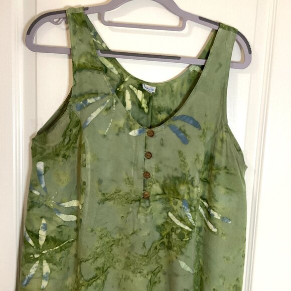 Bali Kiss Women's Mini Dress Long Tunic Green Size L Pockets Sleeveless - Picture 2 of 8